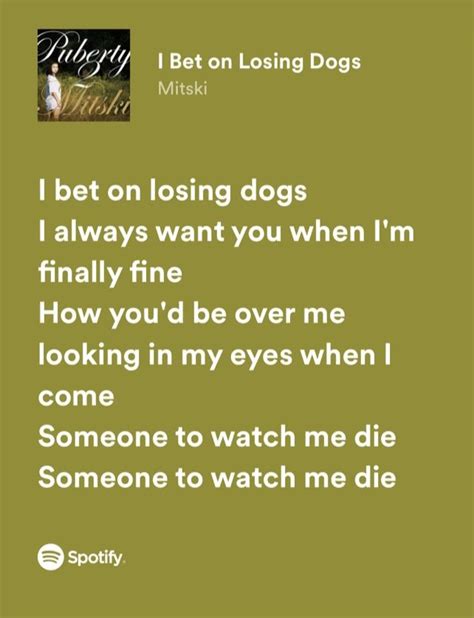 what does the song i bet on losing dogs mean|Mitski .